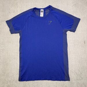 Gym Shark Compression Shirt Men’s Medium Blue Short Sleeve Activewear